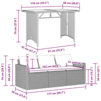 2-Delige Tuinset Met Kussens Poly Rattan
