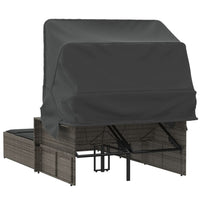Ligbed 2-Persoons Met Luifel En Kussens Poly Rattan