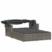 Ligbed 2-Persoons Met Luifel En Kussens Poly Rattan