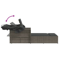 Ligbed 2-Persoons Met Luifel En Kussens Poly Rattan