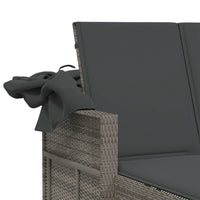 Ligbed 2-Persoons Met Luifel En Kussens Poly Rattan