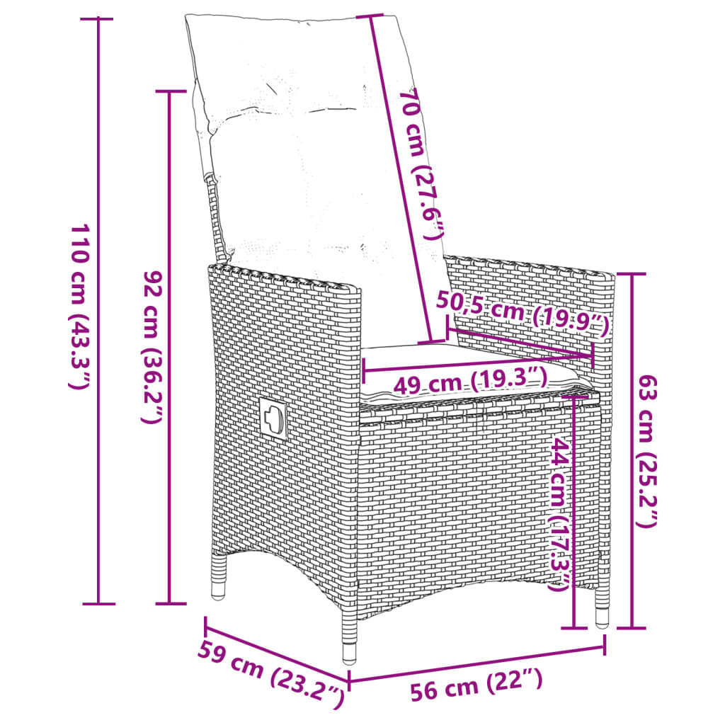 Tuinstoelen Verstelbaar Met Kussens Poly Rattan