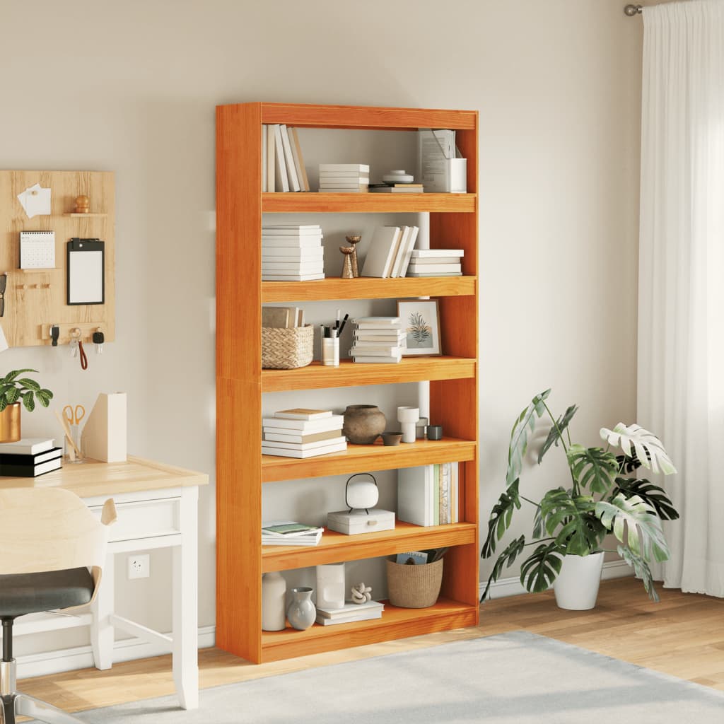 Boekenkast / Kamerscherm 100X30X199,5 Cm Massief Grenenhout Bruin