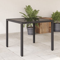 Tuintafel Met Acaciahouten Blad Poly Rattan Zwart