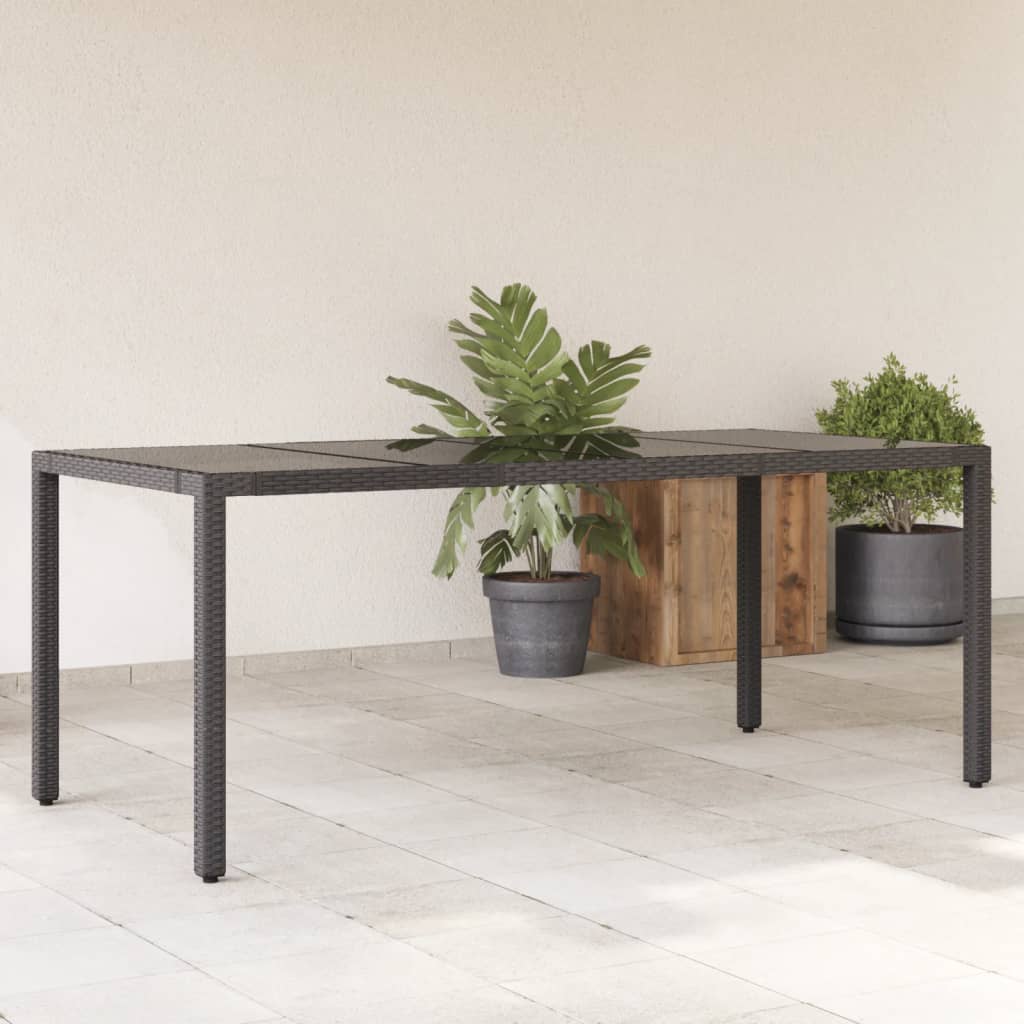 Tuintafel Met Acaciahouten Blad Poly Rattan Zwart