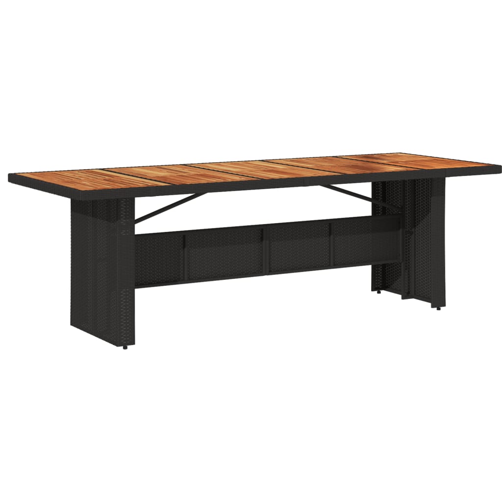 Tuintafel Met Acaciahouten Blad Poly Rattan Zwart