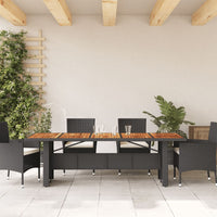 Tuintafel Met Acaciahouten Blad Poly Rattan Zwart