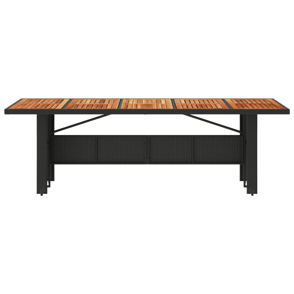 Tuintafel Met Acaciahouten Blad Poly Rattan Zwart
