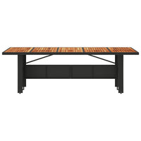 Tuintafel Met Acaciahouten Blad Poly Rattan Zwart
