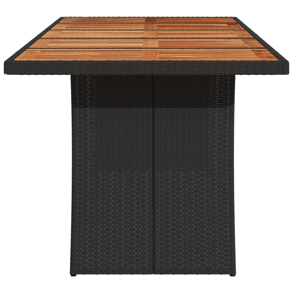 Tuintafel Met Acaciahouten Blad Poly Rattan Zwart