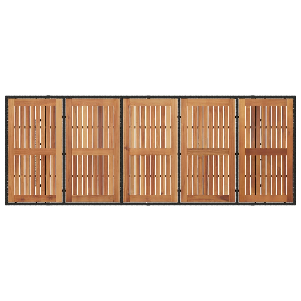 Tuintafel Met Acaciahouten Blad Poly Rattan Zwart