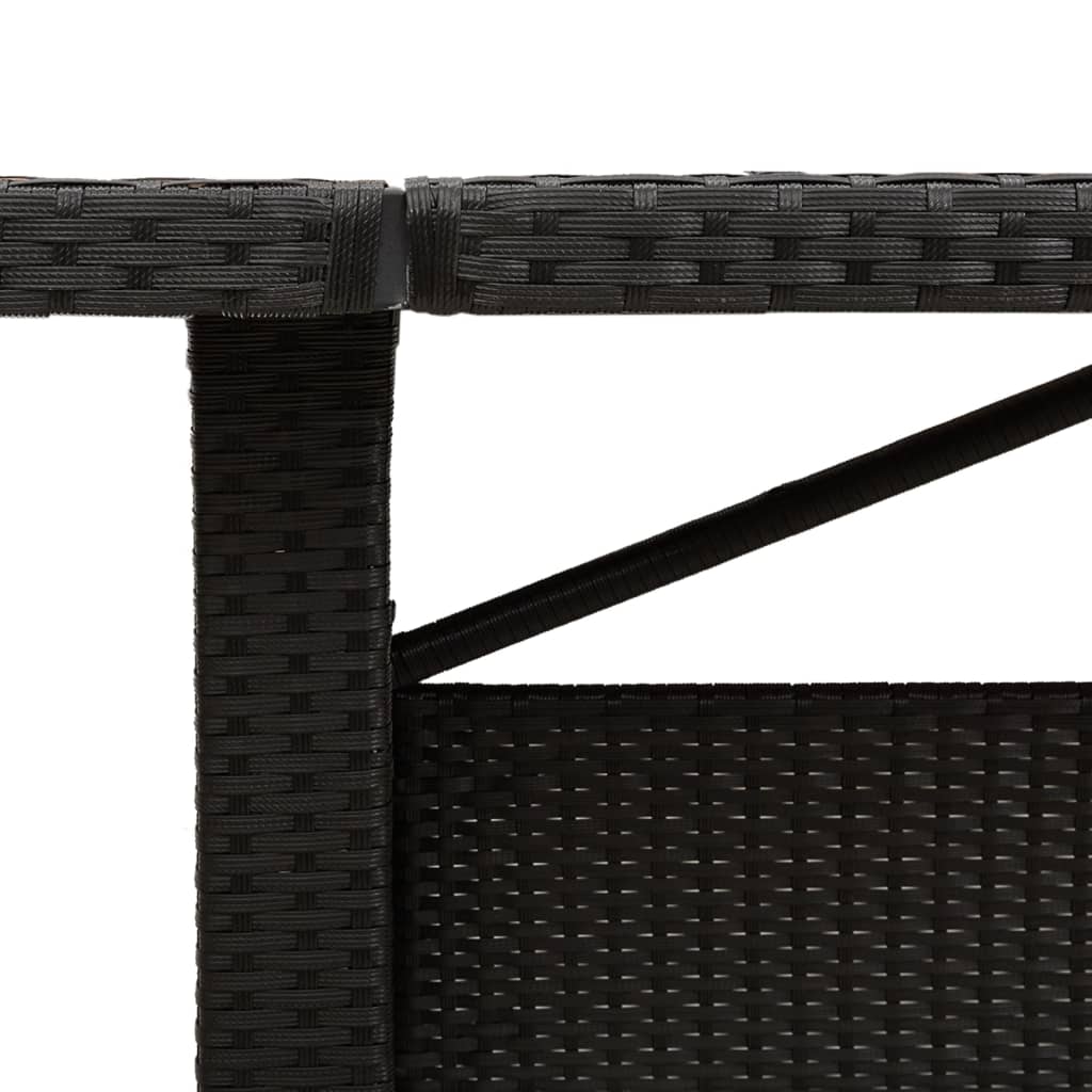 Tuintafel Met Acaciahouten Blad Poly Rattan Zwart
