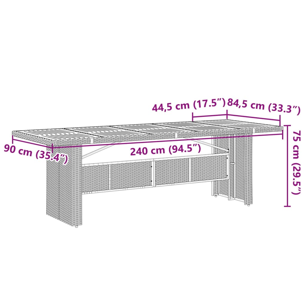 Tuintafel Met Acaciahouten Blad Poly Rattan Zwart