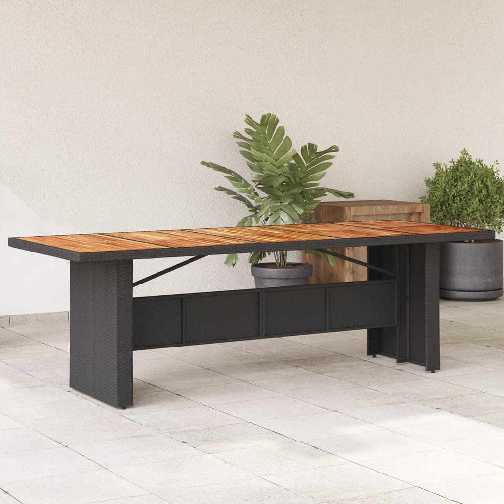 Tuintafel Met Acaciahouten Blad Poly Rattan Zwart
