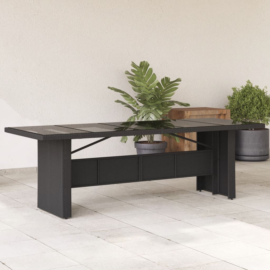 Tuintafel Met Acaciahouten Blad Poly Rattan Zwart