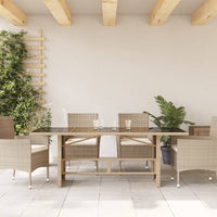 Tuintafel Met Glazen Blad 190X80X75 Cm Poly Rattan