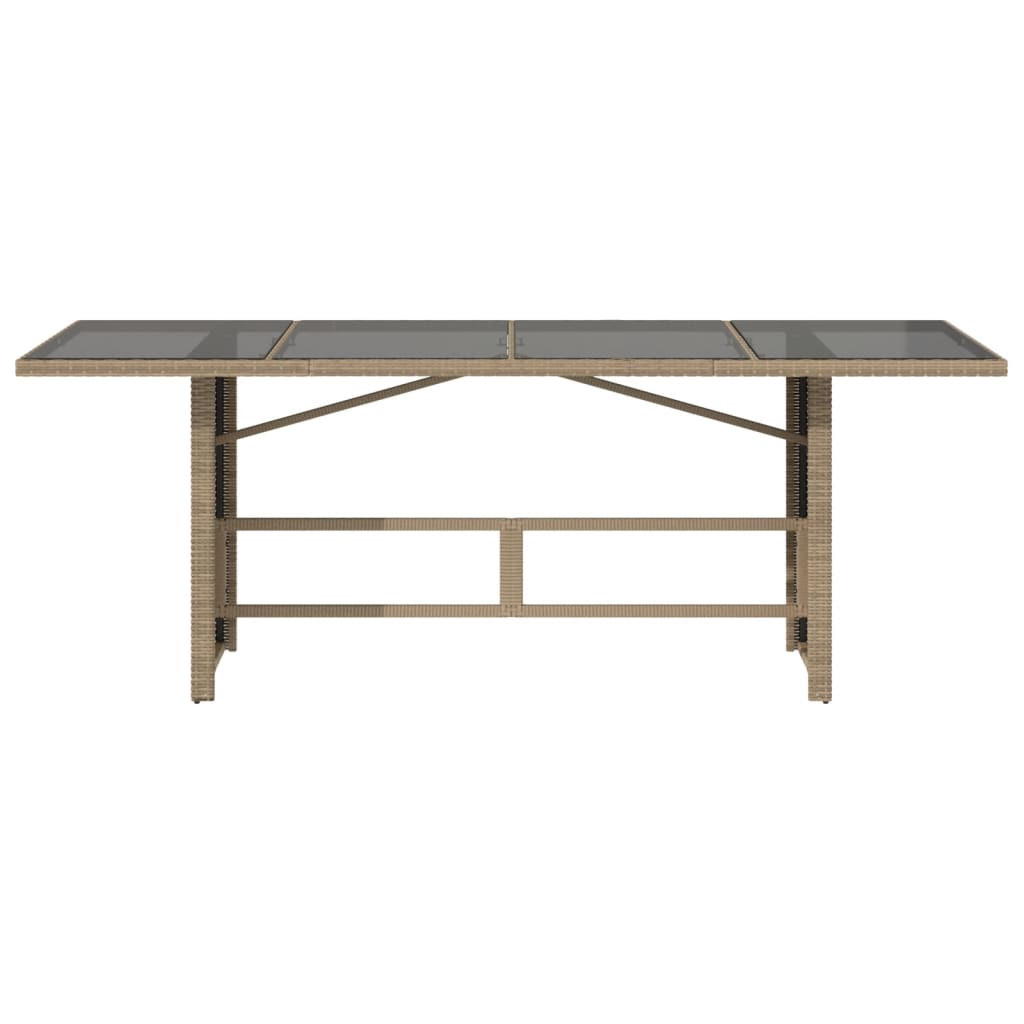 Tuintafel Met Glazen Blad 190X80X75 Cm Poly Rattan