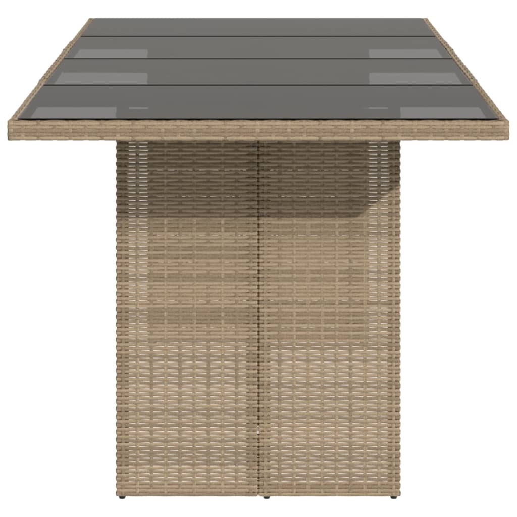Tuintafel Met Glazen Blad 190X80X75 Cm Poly Rattan