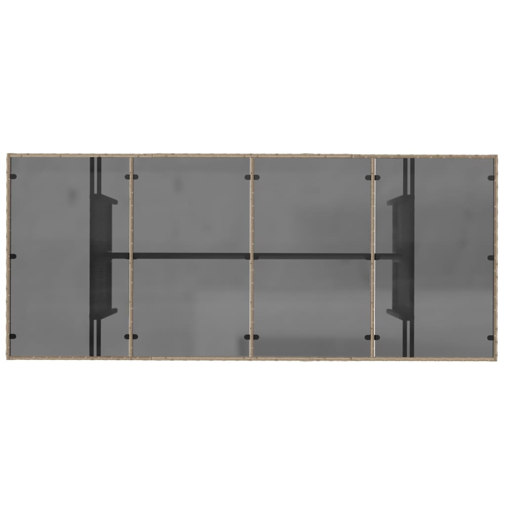 Tuintafel Met Glazen Blad 190X80X75 Cm Poly Rattan