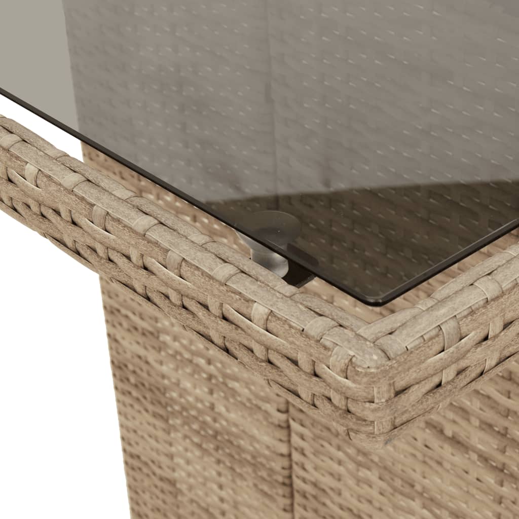 Tuintafel Met Glazen Blad 190X80X75 Cm Poly Rattan