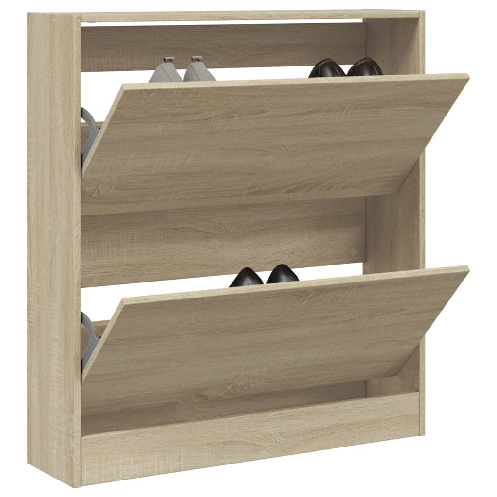 Schoenenkast Met 4 Klaplades 80X21X163,5 Cm Kleurig Sonoma Eiken