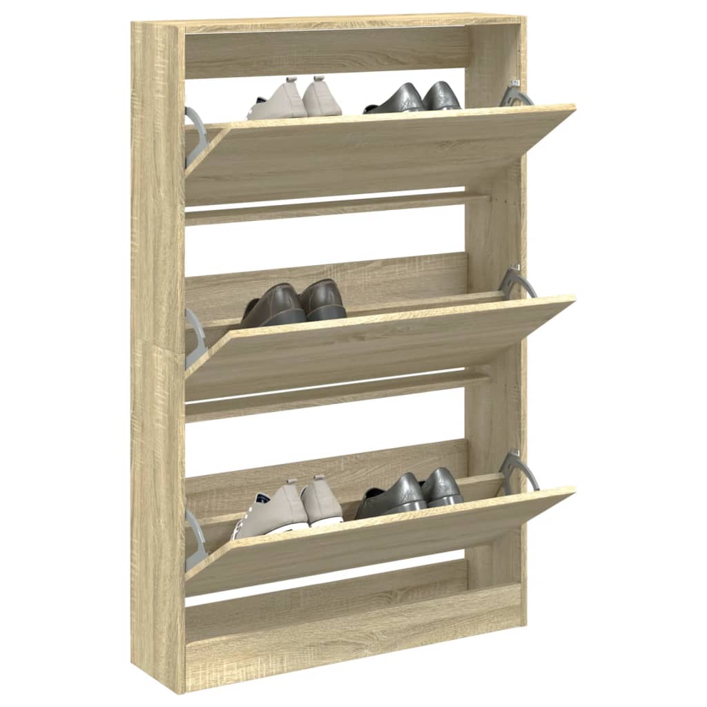 Schoenenkast Met 4 Klaplades 80X21X163,5 Cm Kleurig Sonoma Eiken