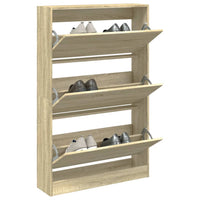 Schoenenkast Met 4 Klaplades 80X21X163,5 Cm Kleurig Sonoma Eiken