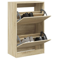 Schoenenkast Met 4 Klaplades 80X21X163,5 Cm Kleurig Sonoma Eiken