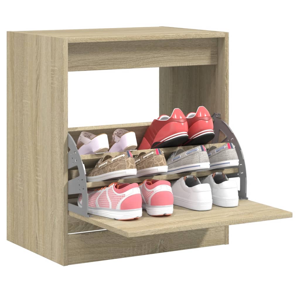 Schoenenkast Met 4 Klaplades 80X21X163,5 Cm Kleurig Sonoma Eiken