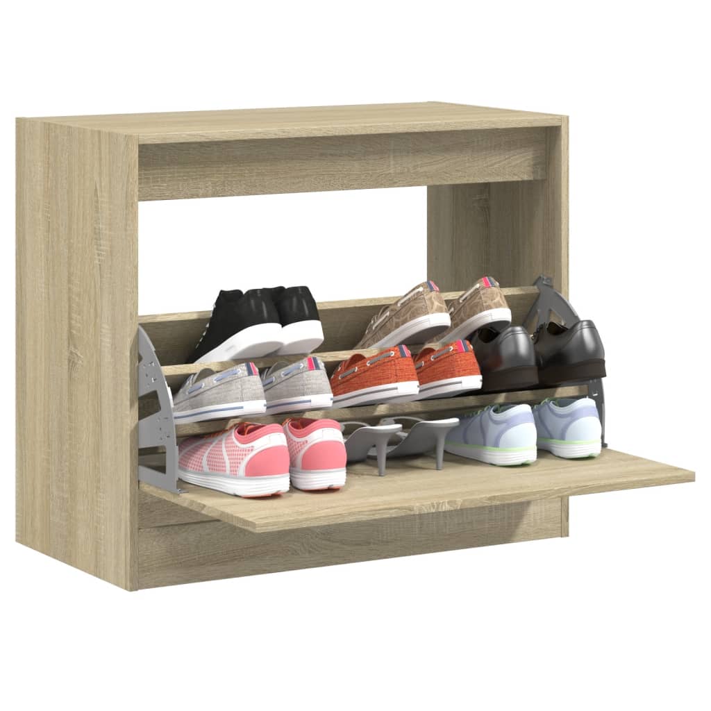 Schoenenkast Met 4 Klaplades 80X21X163,5 Cm Kleurig Sonoma Eiken