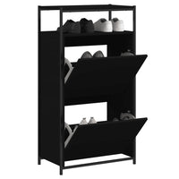 Schoenenkast 75X34X112 Cm Bewerkt Hout Zwart
