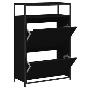 Schoenenkast 75X34X112 Cm Bewerkt Hout Zwart