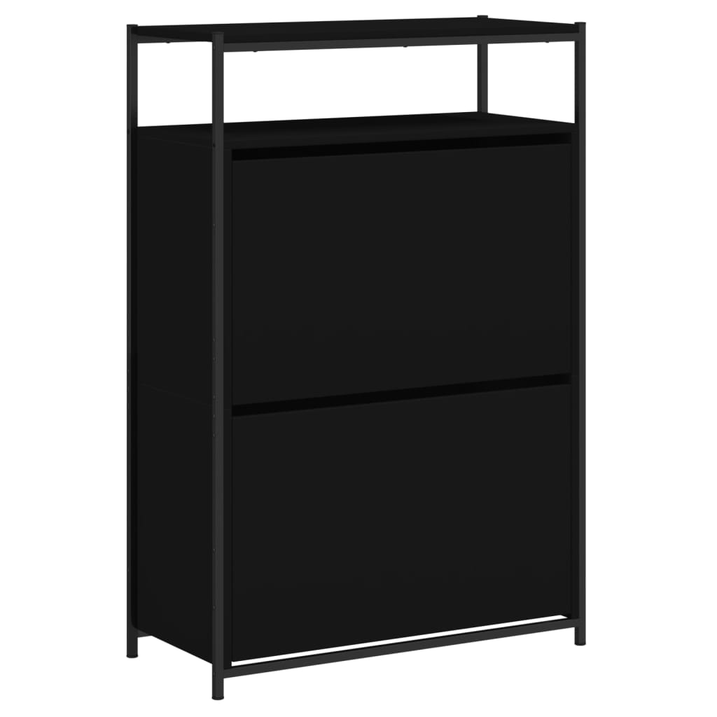 Schoenenkast 75X34X112 Cm Bewerkt Hout Zwart