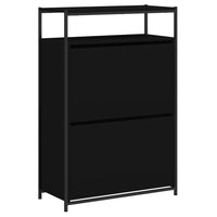 Schoenenkast 75X34X112 Cm Bewerkt Hout Zwart