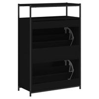 Schoenenkast 75X34X112 Cm Bewerkt Hout Zwart