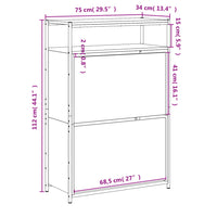 Schoenenkast 75X34X112 Cm Bewerkt Hout Zwart