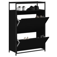Schoenenkast 75X34X112 Cm Bewerkt Hout Zwart