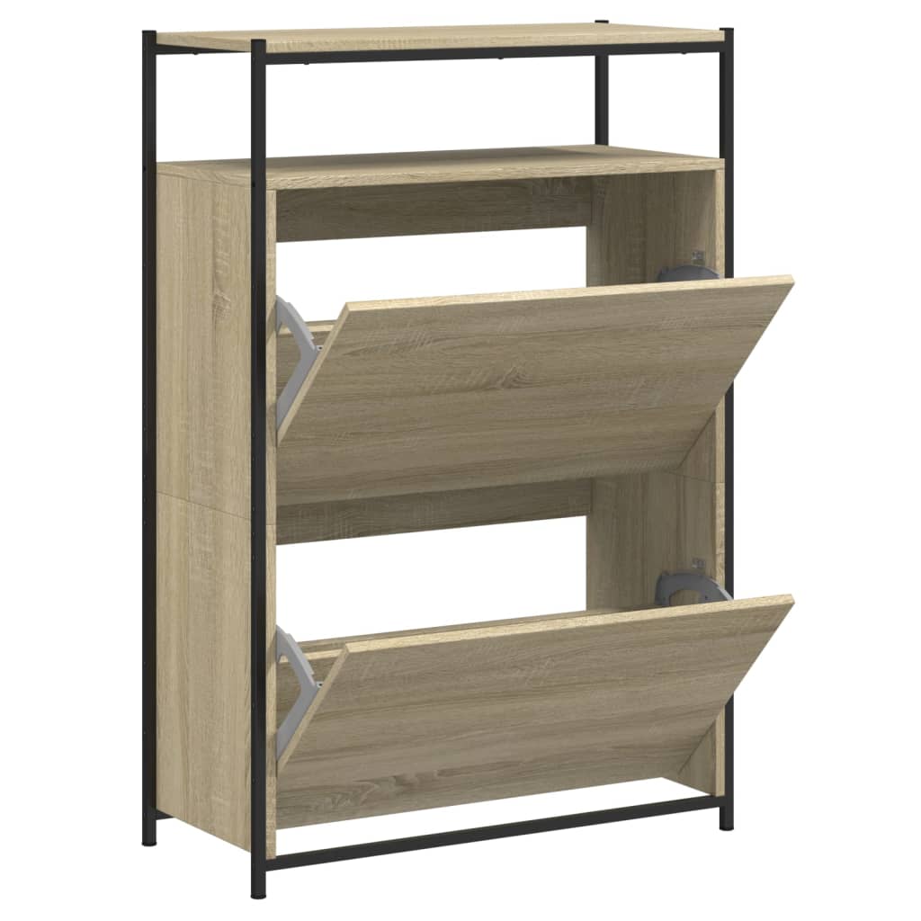 Schoenenkast 75X34X112 Cm Bewerkt Hout Kleurig Sonoma Eiken