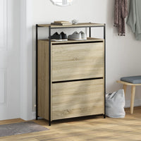 Schoenenkast 75X34X112 Cm Bewerkt Hout Kleurig Sonoma Eiken