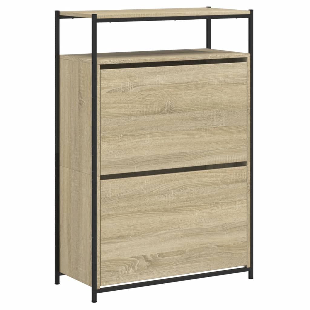 Schoenenkast 75X34X112 Cm Bewerkt Hout Kleurig Sonoma Eiken