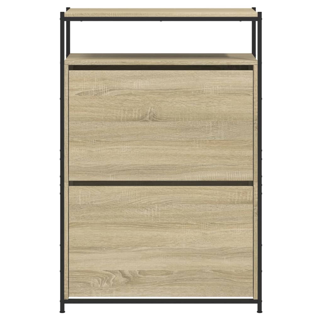 Schoenenkast 75X34X112 Cm Bewerkt Hout Kleurig Sonoma Eiken
