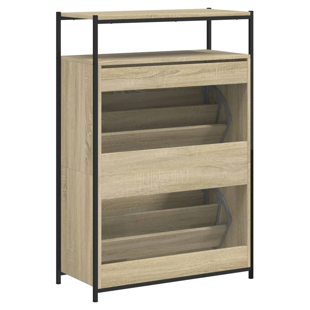 Schoenenkast 75X34X112 Cm Bewerkt Hout Kleurig Sonoma Eiken
