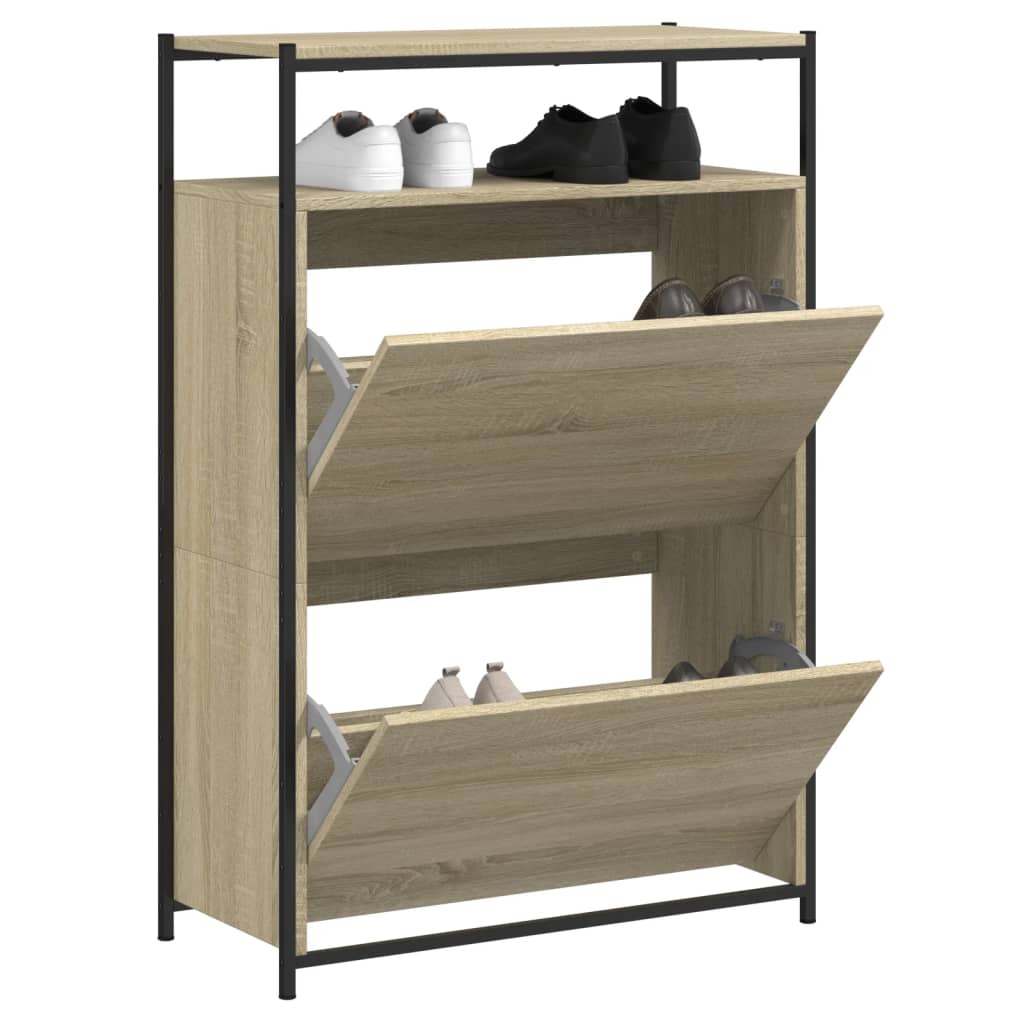 Schoenenkast 75X34X112 Cm Bewerkt Hout Kleurig Sonoma Eiken