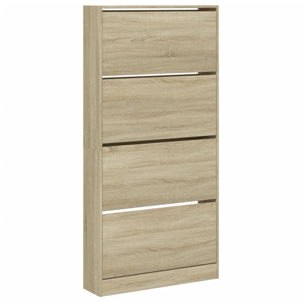 Schoenenkast Met 4 Klaplades 80X21X163,5 Cm Kleurig Sonoma Eiken