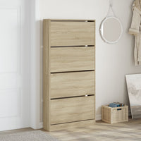 Schoenenkast Met 4 Klaplades 80X21X163,5 Cm Kleurig Sonoma Eiken