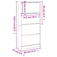 Schoenenkast Met 4 Klaplades 80X21X163,5 Cm Kleurig Sonoma Eiken
