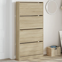 Schoenenkast Met 4 Klaplades 80X21X163,5 Cm Kleurig Sonoma Eiken