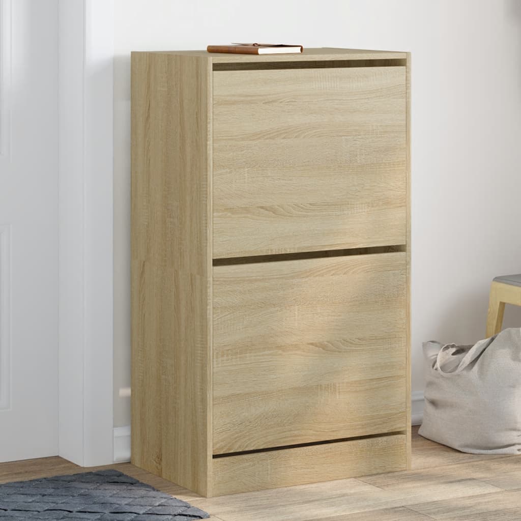 Schoenenkast Met 4 Klaplades 80X21X163,5 Cm Kleurig Sonoma Eiken