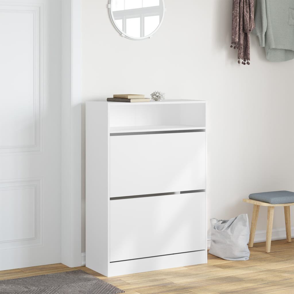 Schoenenkast Met 2 Klaplades 80X34X116 Cm Wit