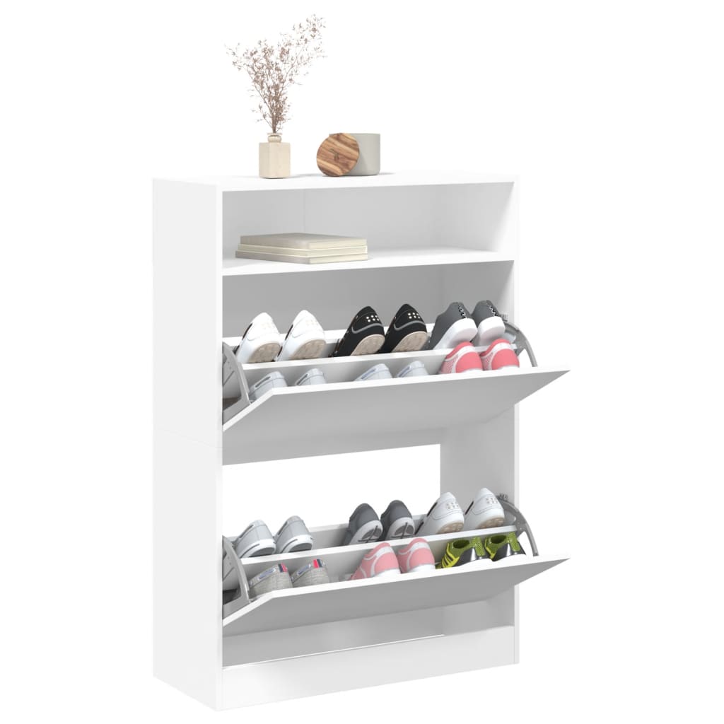 Schoenenkast Met 2 Klaplades 80X34X116 Cm Wit